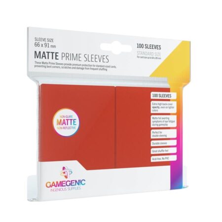 ACC GAMEGENIC PACK MATTE PRIME SLEEVES RED 100UND
