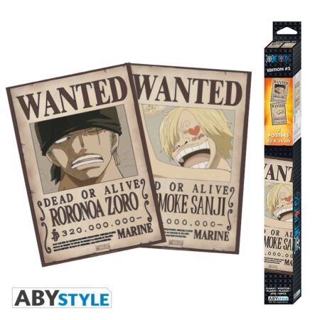 MER POSTER: ONE PIECE SET 2 CHIBI POSTERS - WANTED ZORO & SANJI (52X38)