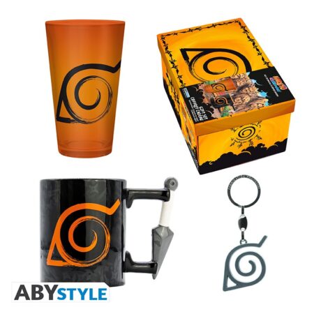 MER GIFT SET: NARUTO SHIPPUDEN PACK PREMIUM VASO GRANDE + LLAVERO 3D + TAZA 3D