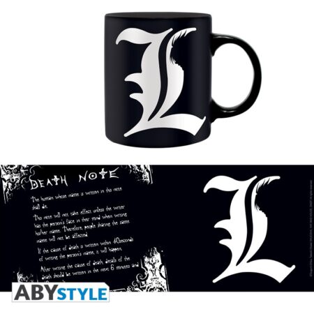 TAZ TAZA: DEATH NOTE - MUG 320 LOGO L & RULES - NEGRA