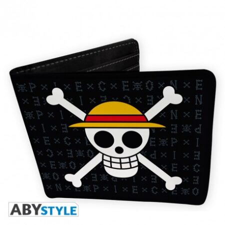 MER CARTERA: ONE PIECE - WALLET SKULL LUFFY - CALAVERA BLANCA/NEGRA