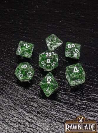 ACC SET DADOS: RAWBLADE TRANSPARENT GLITTER SET DADOS GREEN (7)