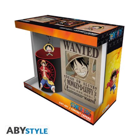 MER GIFT: ONE PIECE TAZA+LLAVERO+LIBRETA WANTED LUFFY