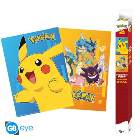 MER POSTER: POKEMON SET 2 CHIBI COLOURFUL PERSONAJES 52X38CM