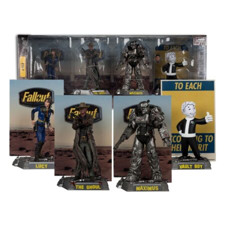 MER FIGURA: FALLOUT PACK DE 4 MOVIE MANIACS LUCY, MAXIMUS, THE GHOUL & VAULT BOY 15 CM