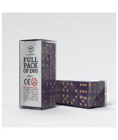 ACC SET DADOS: Q-WORKSHOP FULL PACK OF D6S MORADO Y ORO 20 UNIDADES